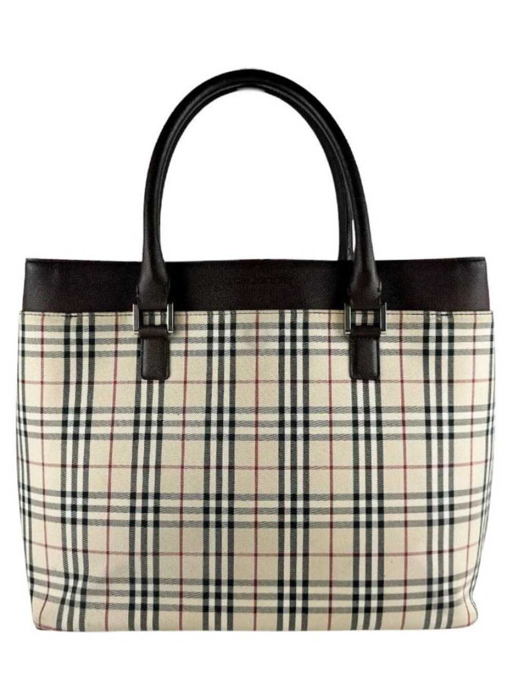 BURBERRY Handbag Beige/Brown Nylon Canvas/Leather